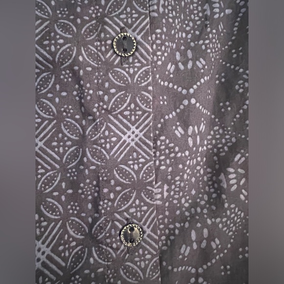 Sessun Simon Sleeveless Collared Button DownTop Size S Navy Blue print EUC - Picture 8 of 9